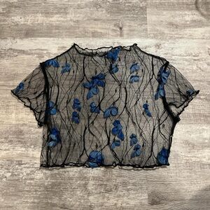 Sheer Butterfly Mesh Crop Top